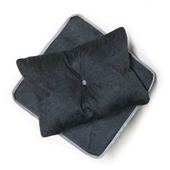 Puff Multifuncional 3 Em 1 + Travesseiro Solteiro - Suede E Corino Preto - Orthovida + brinde JOGO DE CAMA SOLTEIRO 100% MICROFIBRA CAMESA na internet