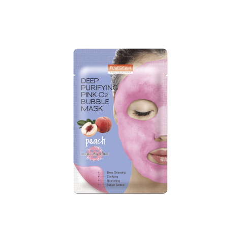 PUREDERM DEEP PURIFYNG PINK O2 BUBBLE MASK - PEACH X 1 UNIDAD (8809541193255)