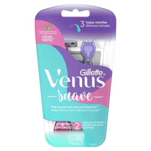 GILLETTE VENUS SIMPLY 3 - MÁQUINAS PARA AFEITAR X 2 UNIDADES (7702018072392)