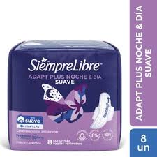 SIEMPRE LIBRE TOALLAS FEMENINAS NOCTURNAS CON ALAS X 8 UNIDADES (7790010002615)