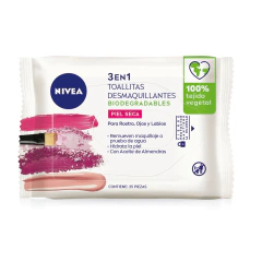 NIVEA TOALLITAS DESMAQUILLANTES BIODEGRADABLES PARA PIEL SECA - ROSTRO, OJOS Y LABIOS X 25 UNIDADES (4005900985811)