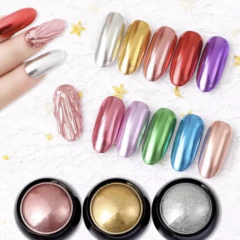 VARIOS POLVO DECORACIÓN DE UÑAS EFECTO CHROME/ESPEJO (1129)