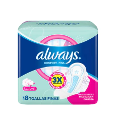 ALWAYS TOALLITAS FEMENINAS FINA X 8 UNIDADES (7500435219129)