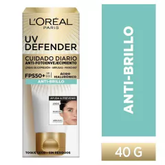 LOREAL PARIS UV DEFENDER CUIDADO DIARIO ANTI-FOTOENVEJECIMIENTO ANTI-BRILLO FPS 50+ X 40G (7899706181815)