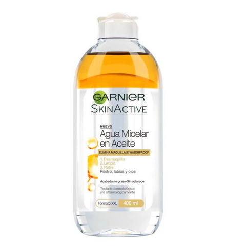 GARNIER SKIN ACTIVE AGUA MICELAR EN ACEITE - ELIMINA MAQUILLAJE WATERPROOF X 400ML (3600541744523)