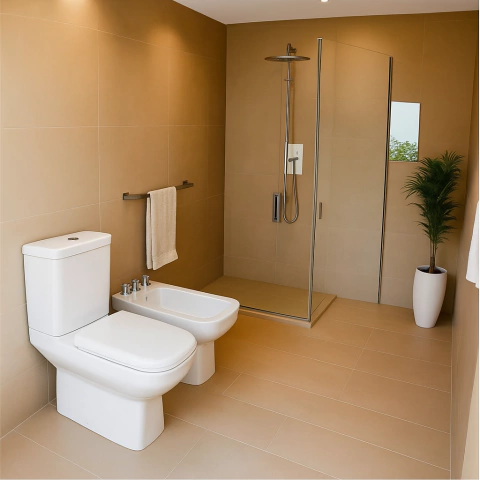 Inodoro Largo+ Deposito de Apoyo + Tapa Urea + Bidet Dioniso - Derpla - comprar online