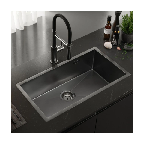 Pileta De Cocina simple Enkel Gun Black - Johnson Acero - comprar online