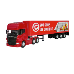 Caminhão Scania Baú 1:64 Welly Vermelho