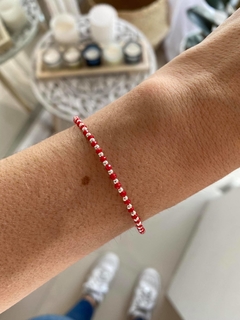 Pulsera plata y piedra Roja