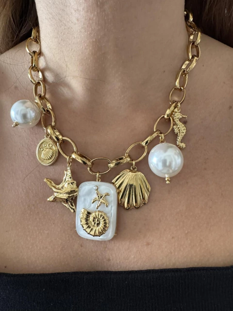 Collar Playa XL acero gold