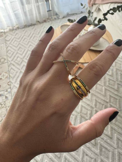 Anillo Munich multicolor acero gold en internet