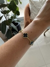 Pulsera trebol grande negro gold