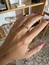 Anillo Con corazones calados y cubic acero gold