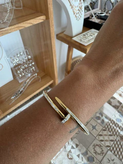 Pulsera clavo toda en pave - comprar online