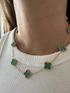 Collar 10 treboles verde acero gold