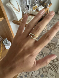 Anillo clavo pave acero gold - comprar online
