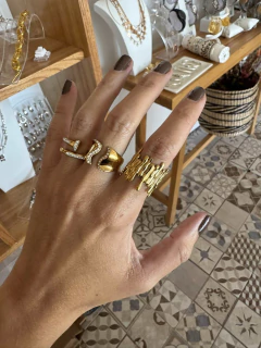 Anillo clavo pave acero gold na internet