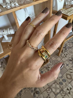 Anillo Geometrico acero gold on internet