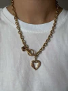 Cadena con corazon alado acero gold - comprar online