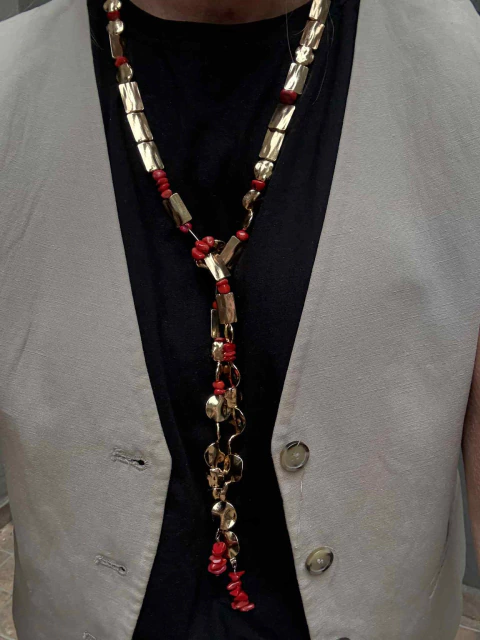 Corbatero rojo y dorado - comprar online