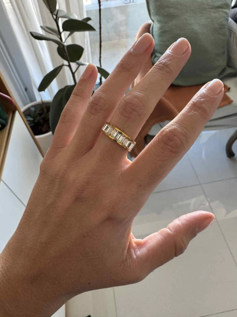 Anillo Baguette acero gold