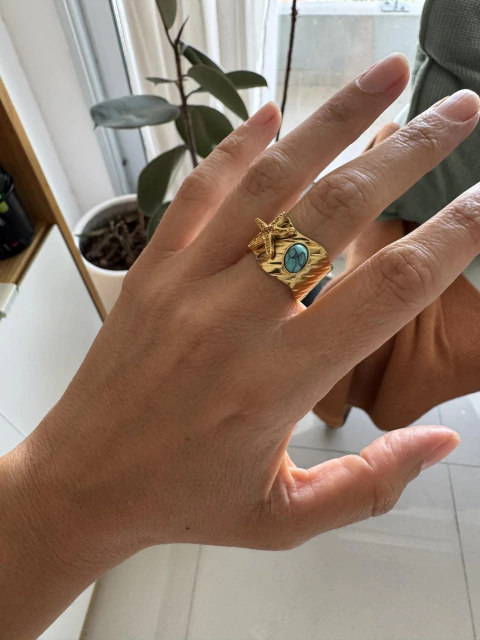 Anillo Praia acero gold