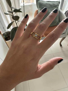 Anillo Sergi regulable con pave acero gold - comprar online