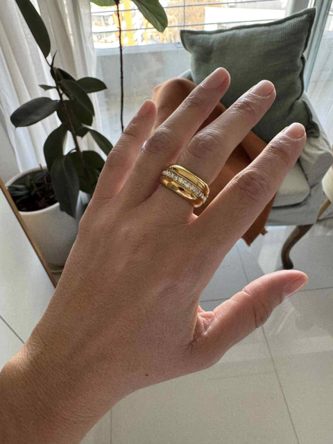 Anillo Munstera acero gold