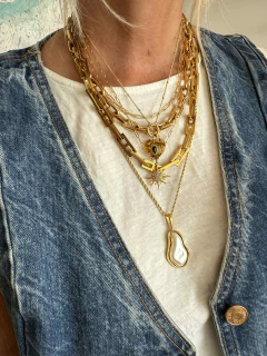 Collar Claris acero gold en internet