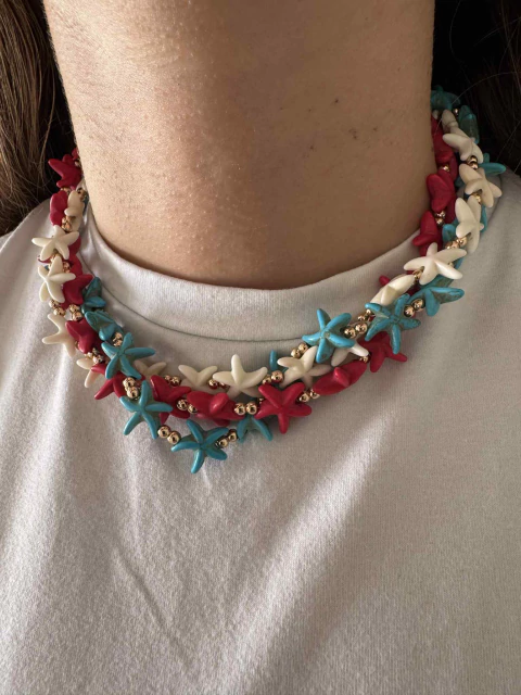 Collar tres vueltas de estrellitas