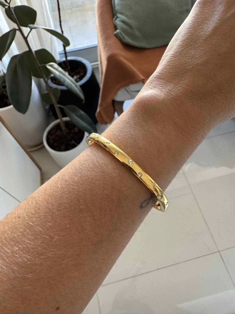 Esclava Kiko con pave acero gold