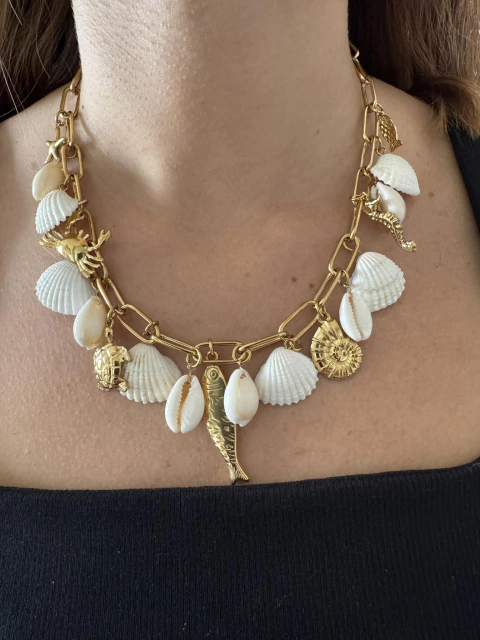 Collar Caracoles acero gold
