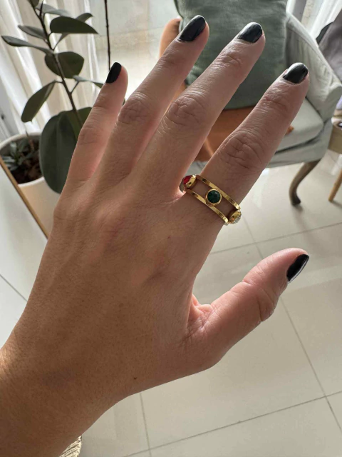 Anillo Sergi regulable multicolor acero gold