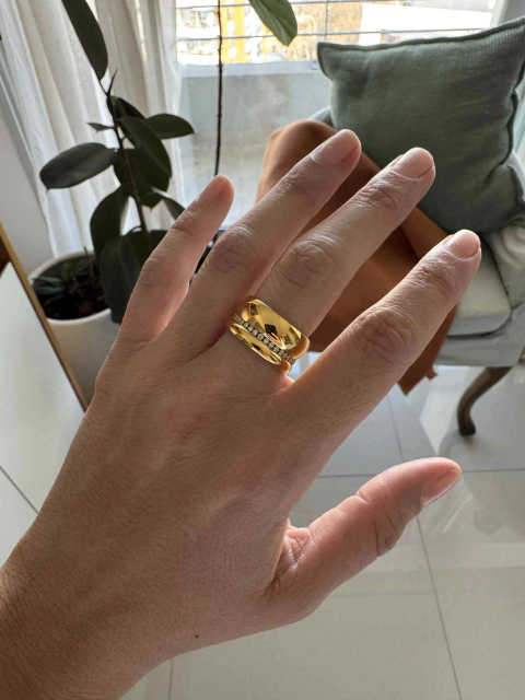 Anillo Lyon acero gold