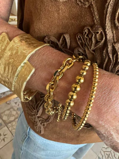 Pulsera con bolitas Delth acero gold na internet