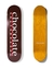 Deck de skate da marca Chocolate com logo em destaque na parte superior, mostrando a cor marrom e detalhes em branco.