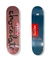 Shape Chocolate maple Tragan OG Chunk Deck 8.25” vista frente e verso com design em cores marrom e azul