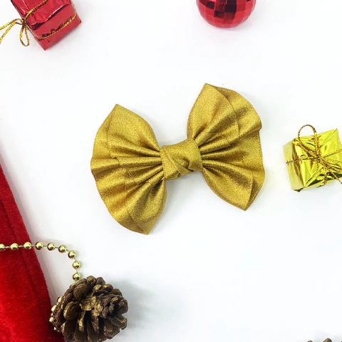 Laço Natal Drapeado Dourado Glam