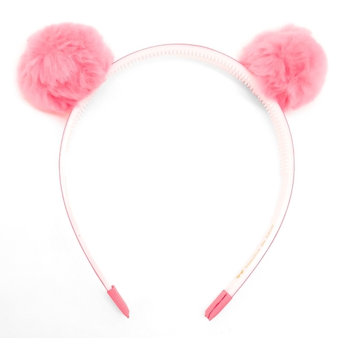 Tiara Pompom Algodao Doce Rosa P