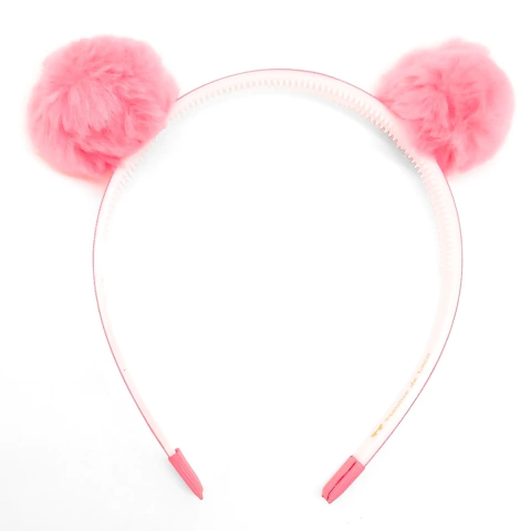 Tiara Pompom Algodao Doce Rosa P