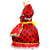 Imagem do Vestido Junino Infantil Poá Vermelho Cetim T. 10 16 com par de Girassol