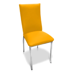 Silla Sirel tapizado completo color amarillo caño cromado