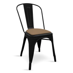 Silla Tolix Negra/Asiento tapizado - comprar online