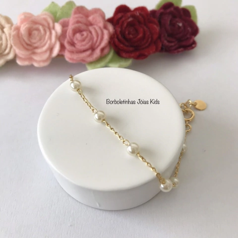 Pulseira de Pérolas - Borboletinhas Joias Kids | Loja de Semijoias e Joias Infantil Antialérgicas
