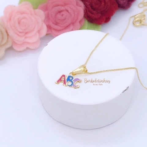 Colar Infantil ABC Banhado a Ouro 18k