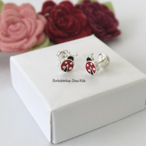 Brinco Infantil Joaninha em Prata925
