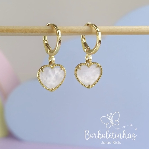 Brinco Infantil Argolinha Coração Banhado a Ouro 18K – Hipoalergênico - comprar online
