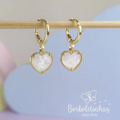 Brinco Infantil Argolinha Coração Banhado a Ouro 18K – Hipoalergênico - comprar online