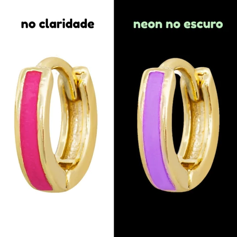 BRINCO INFANTIL ARGOLINHA COM DETALHE EM RESINA NEON QUE BRILHA NO ESCURO BANHADO EM OURO - comprar online