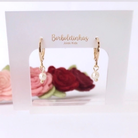 Brinco Argolinha Infantil Pérola